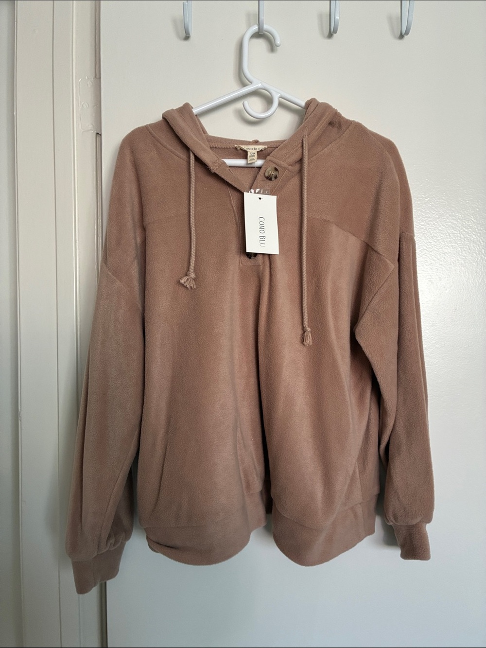 C&C California Taupe Drawstring Hooded Pullover Sweater